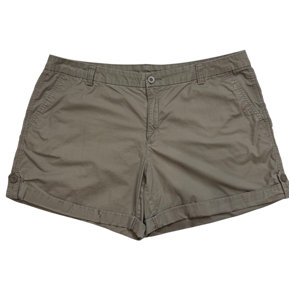 Liz Claiborne Womens Size 16 Brown Cuffed Shorts Stretch Cotton Mid Rise